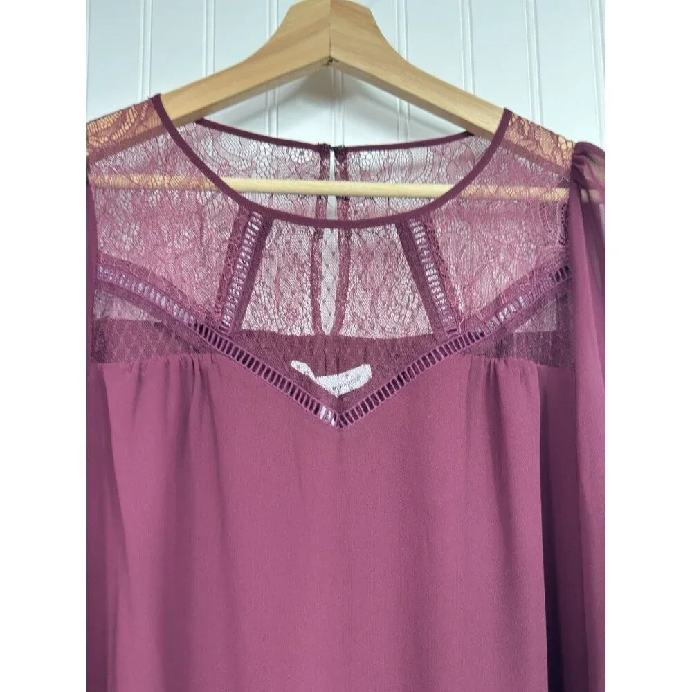BCBG Generation Mini Dress Long Sleeve Lace Detail Lined Size Medium NWOT - Picture 2 of 10